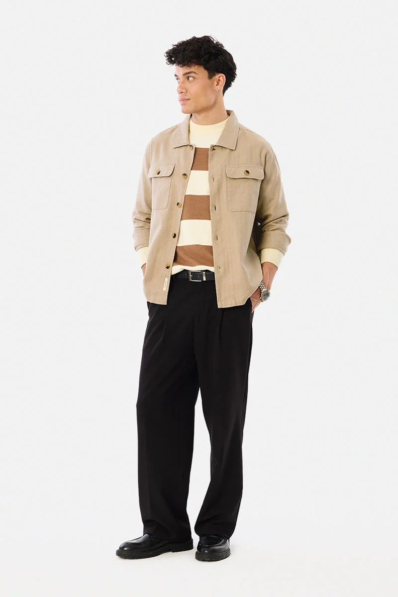 SNITCH Double Pocket Linen Blend Overshirt